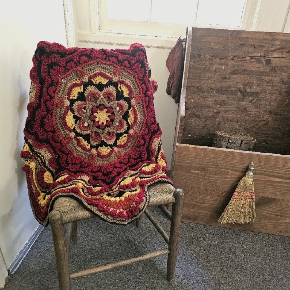 42" Baby Afghan, Mandala Blanket, Small Throw